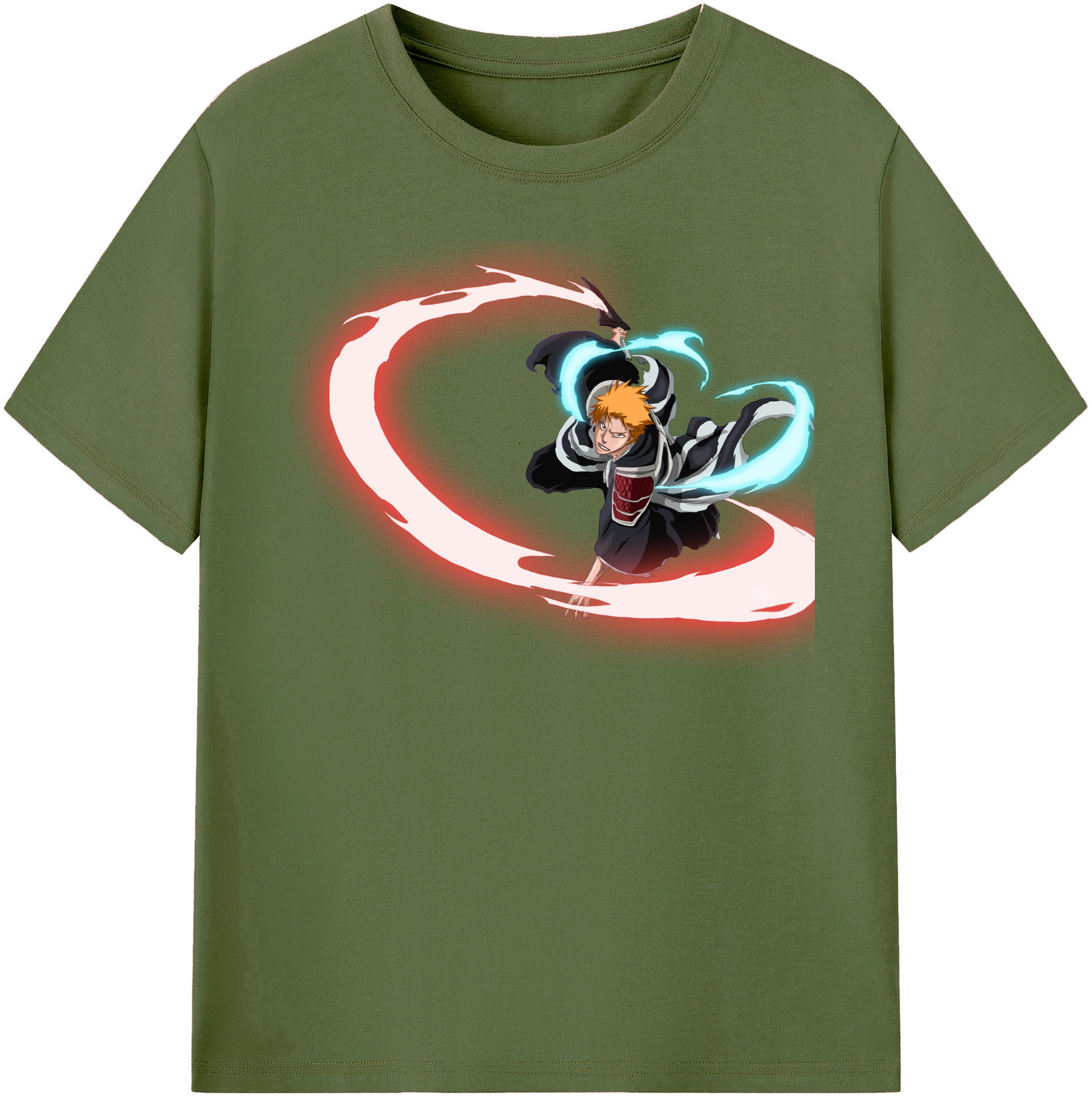 （画像用） ブリーチ 黒崎一護（くろさき いちご）BLEACH Kurosaki Ichigo 綿100％半袖Tシャツ（フロントプリント）